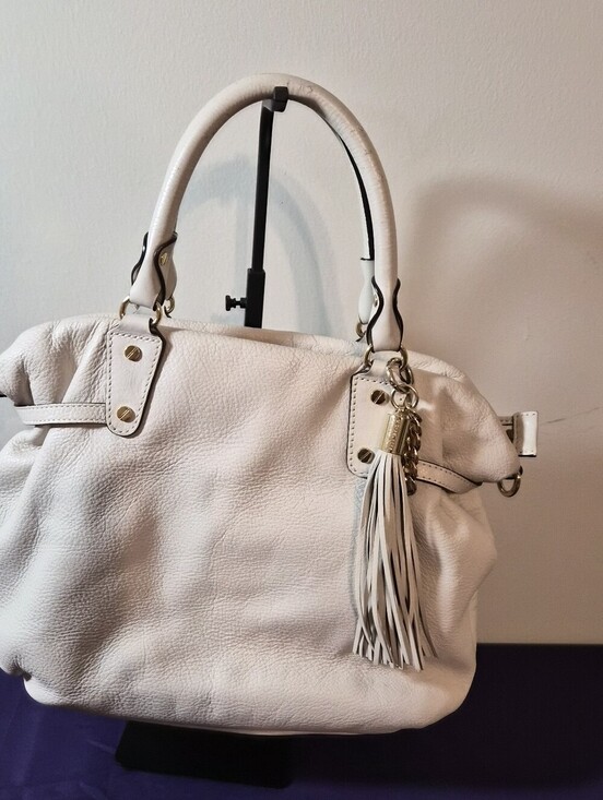 Michael Kors Handbags - Michael Kors Bedford Large Gathered Leather Satchel – Cream White
